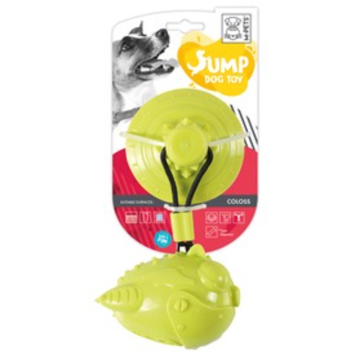 M-PETS Jump Coloss, jucărie interactivă câini XS-M, jucării agățate, cauciuc, verde, 13x12cm