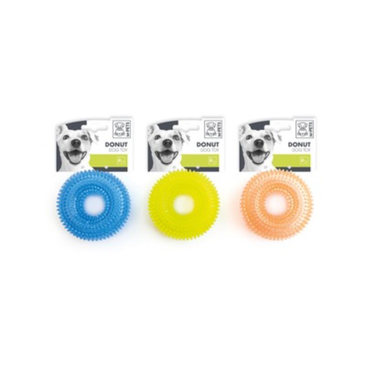 M-PETS Donut, jucărie de ros, câini XS-M, dentiție, cauciuc, diverse culori, ⌀6.7cm