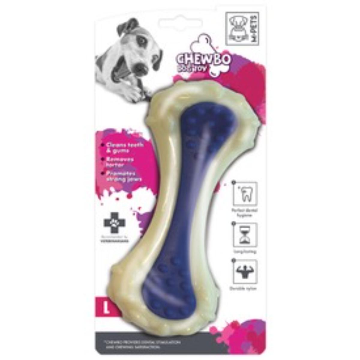 M-PETS Chewbo Choppy, jucărie de ros câini S-M, dentiție, cauciuc, albastru, 24.7cm - 1 | YEO