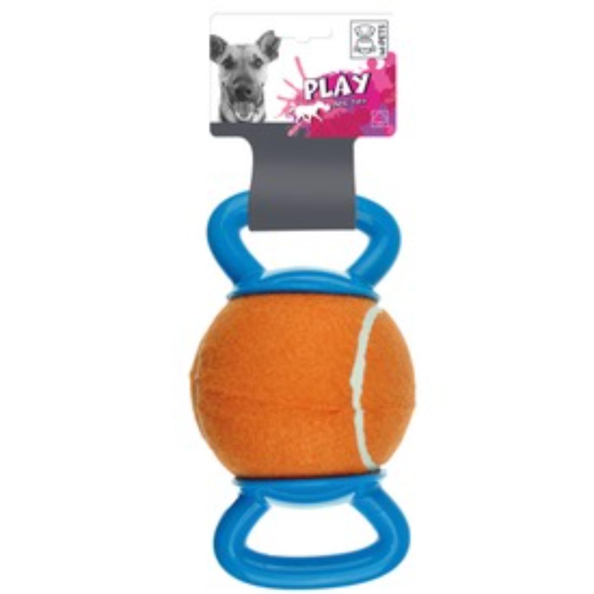 M-PETS Handy Ball, jucărie minge câini, activități fizice, cauciuc M-PETS Handy Ball, jucărie minge câini S-L, activități fizice, cauciuc, albastru și portocaliu, ⌀12.7cm