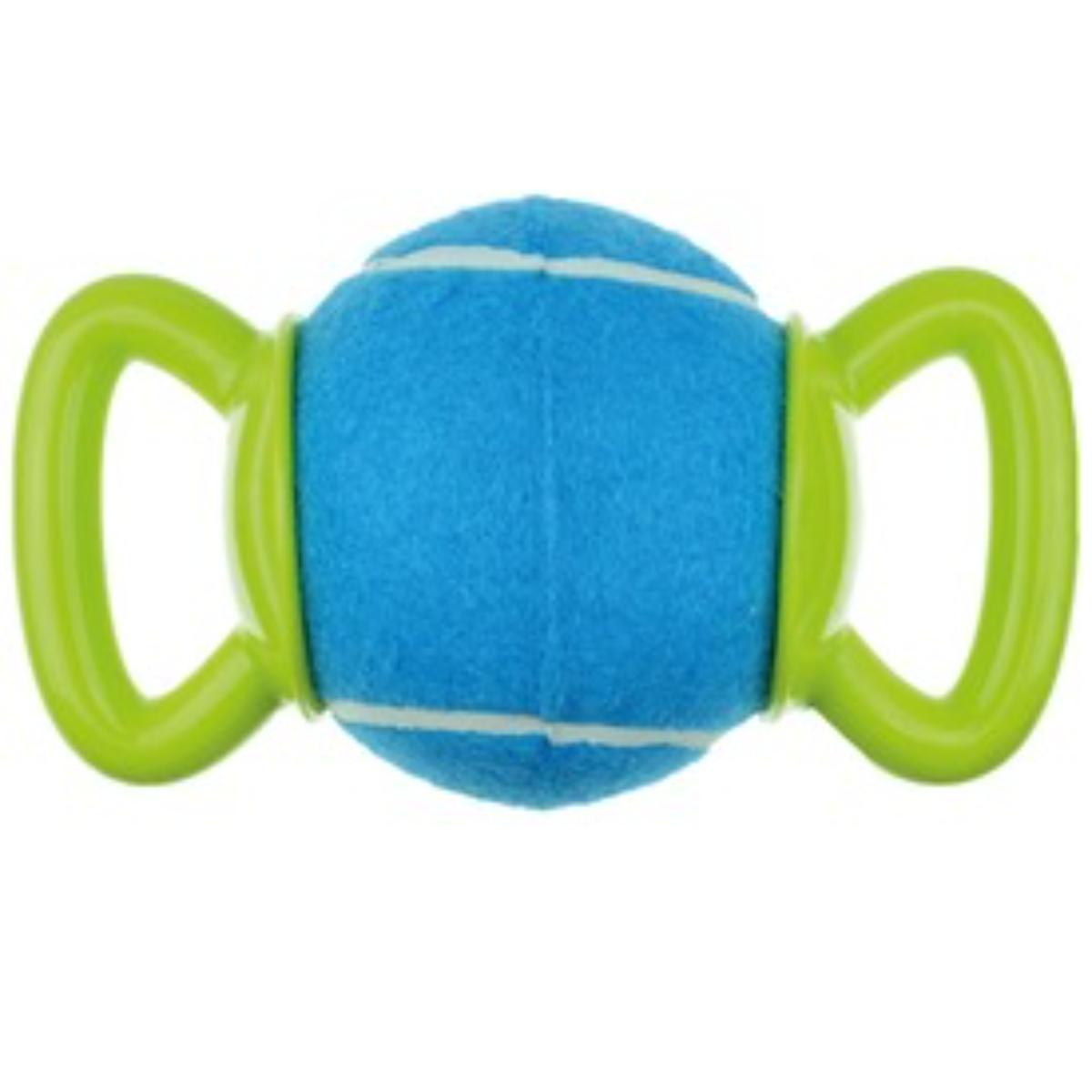 M-PETS Handy Ball, jucărie minge câini, activități fizice, cauciuc M-PETS Handy Ball, jucărie minge câini S-L, activități fizice, cauciuc, verde și albastru, ⌀12.7cm