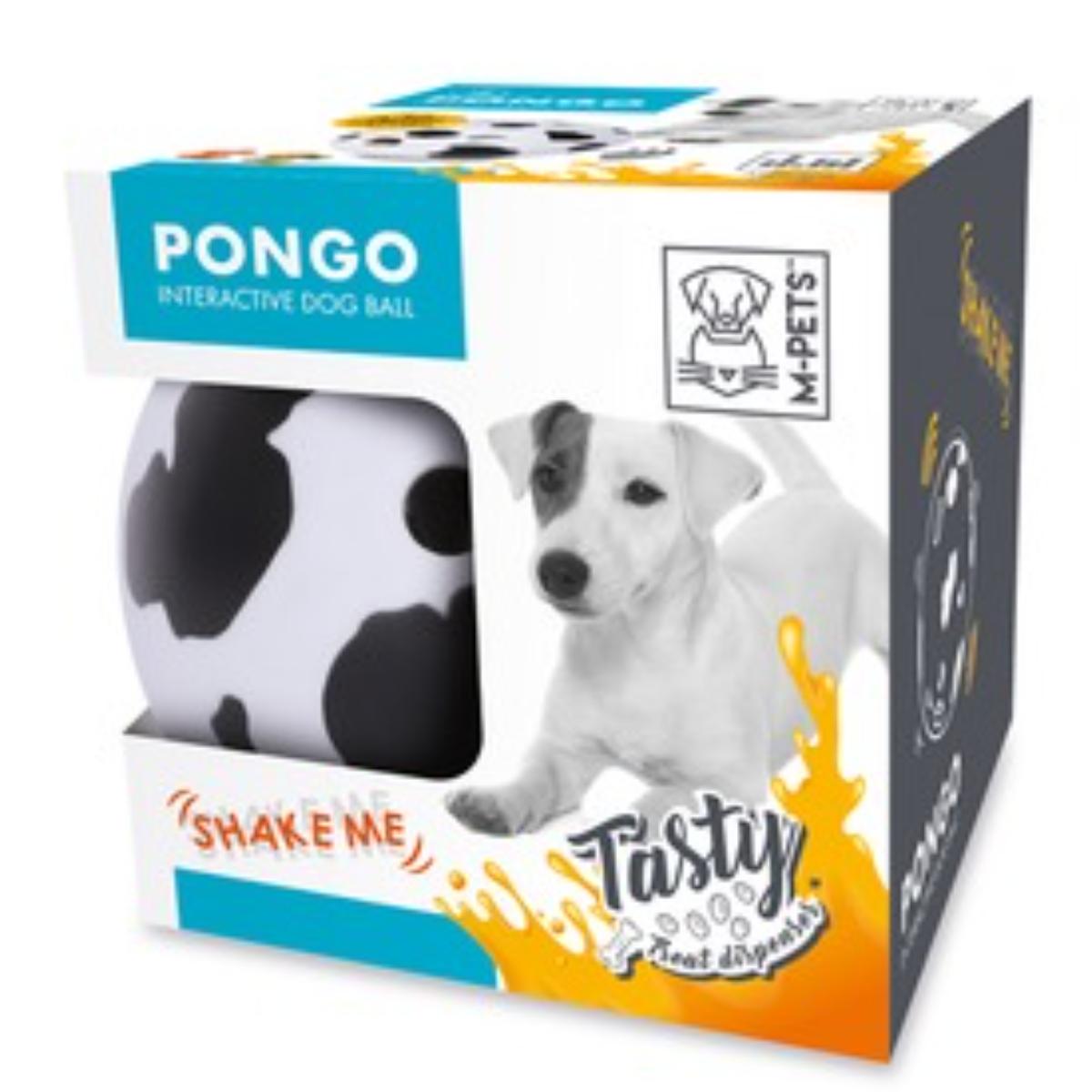 M-PETS Pongo, jucărie interactivă câini S-L, cu sunet, inteligente, nylon, alb și negru, ⌀14.5cm