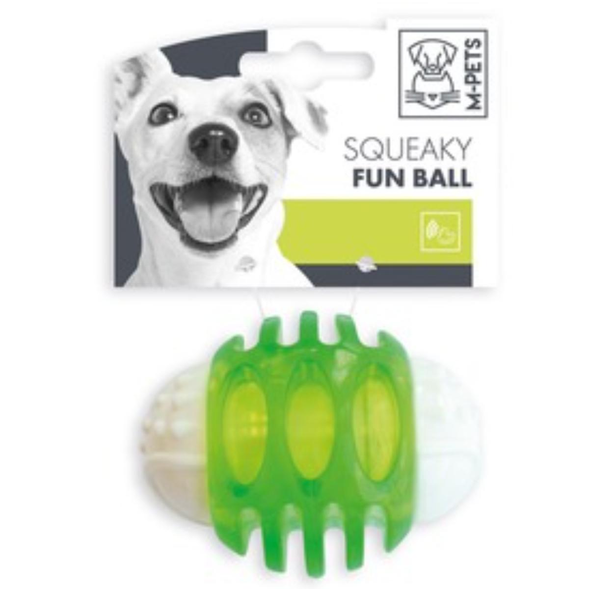 M-PETS Squeaky Fun Ball, jucărie minge câini S-M, dentiție, cauciuc, verde, ⌀6.7cm - 1 | YEO