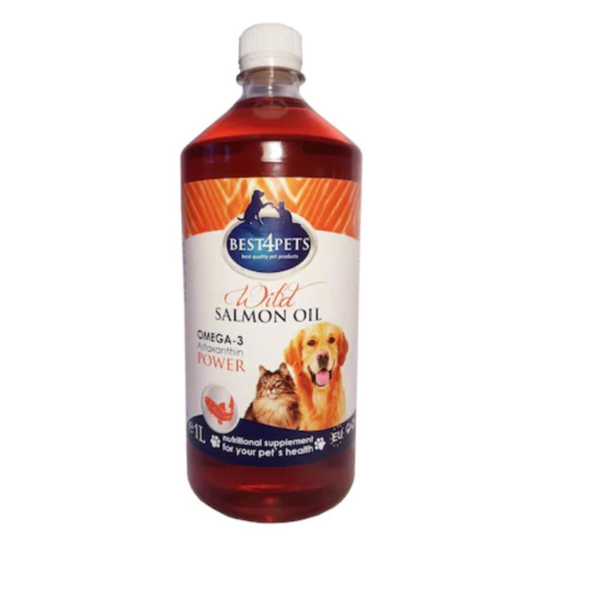 BEST4PETS, Ulei de Somon Salbatic, XS-XL, câini și pisici, piele & blană, sistem cardio-vascular, 1l - 1 | YEO