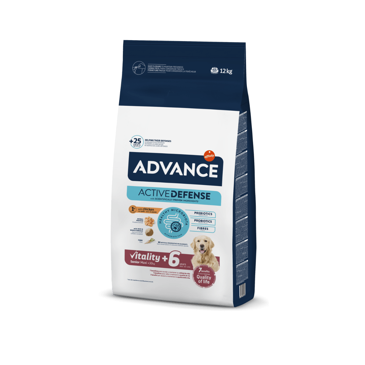 ADVANCE Maxi Senior Vitality, L-XL, Pui, hrană uscată câini senior, 12kg