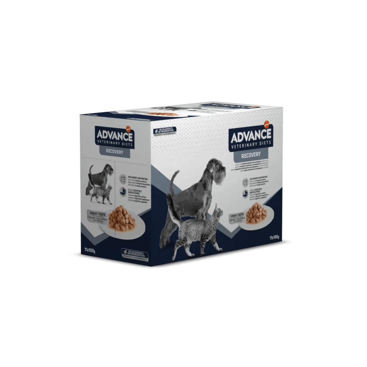 ADVANCE VETERINARY DIETS Recovery, XS-XL, Pui, dietă veterinară, plic hrană uscată câini și pisici, convalescență, (în sos), bax, 100g x 11buc