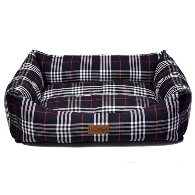 4DOG Deluxe Danish, pat dreptunghiular câini, bumbac, ortopedic, negru, XS-S(50x38x19cm)