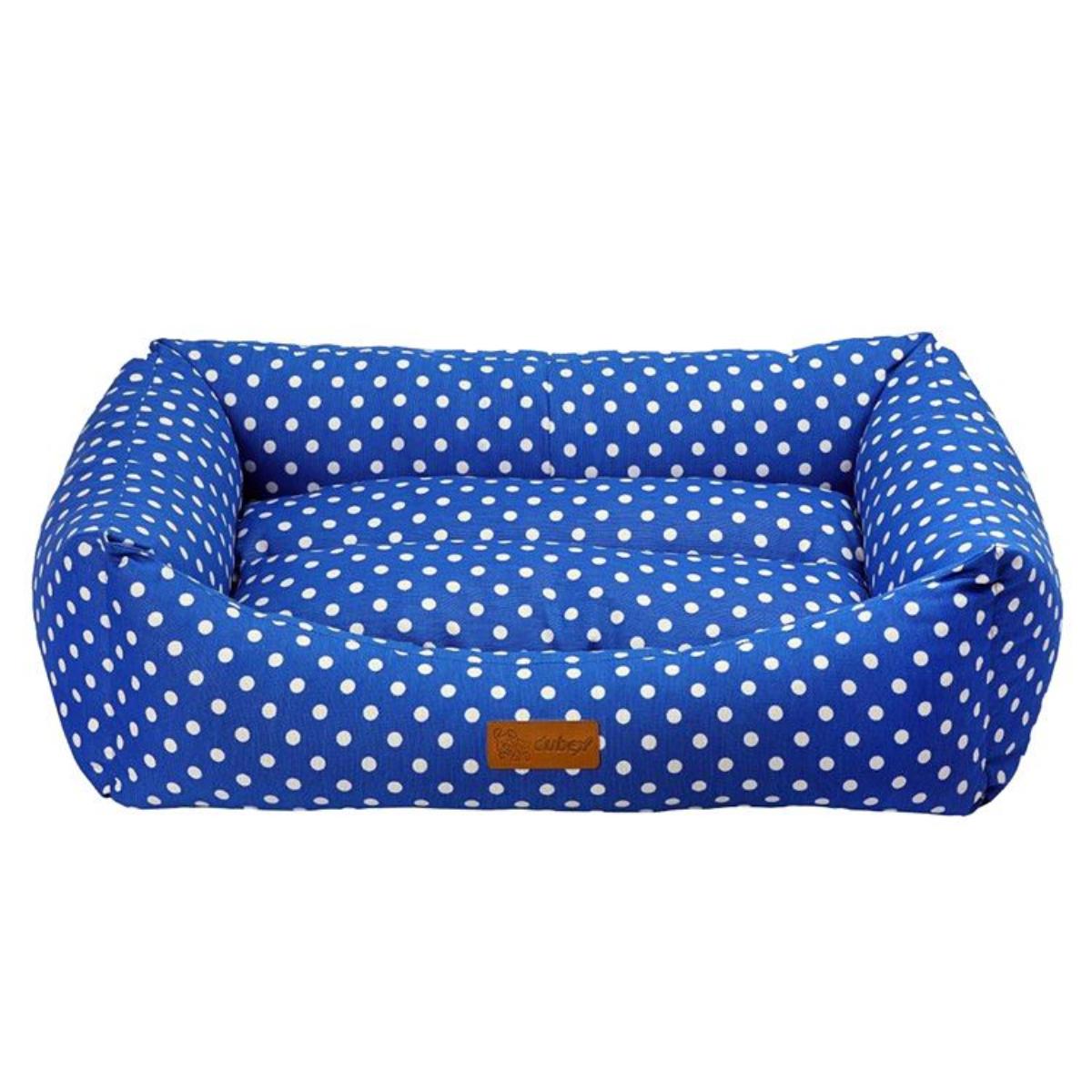 4DOG Deluxe Makarons, pat dreptunghiular câini, bumbac, impermeabil, albastru, S-M(62x44x22cm) - 1 | YEO