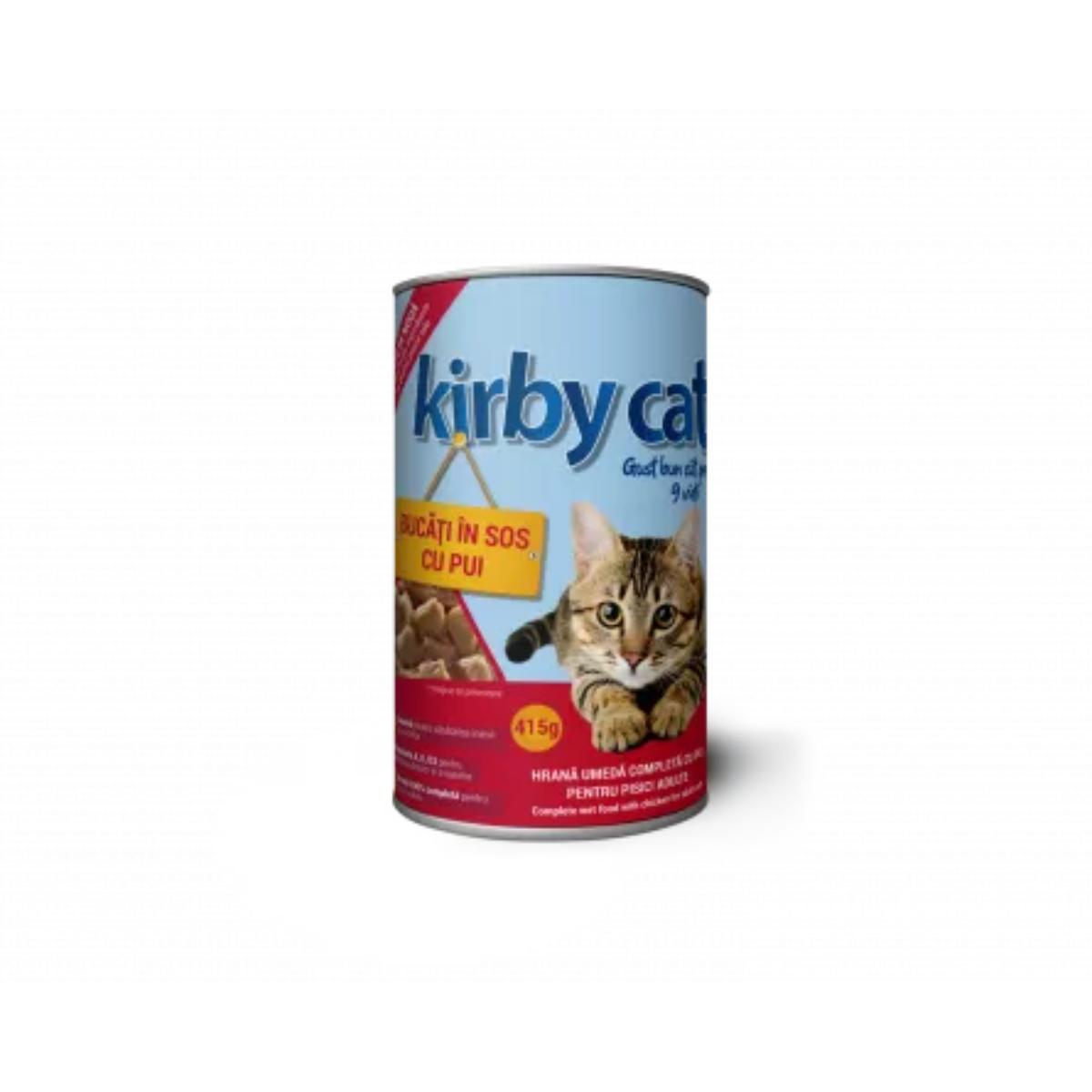 KIRBY CAT, Pui, conservă hrană umedă pisici, (în sos), 415g - 1 | YEO