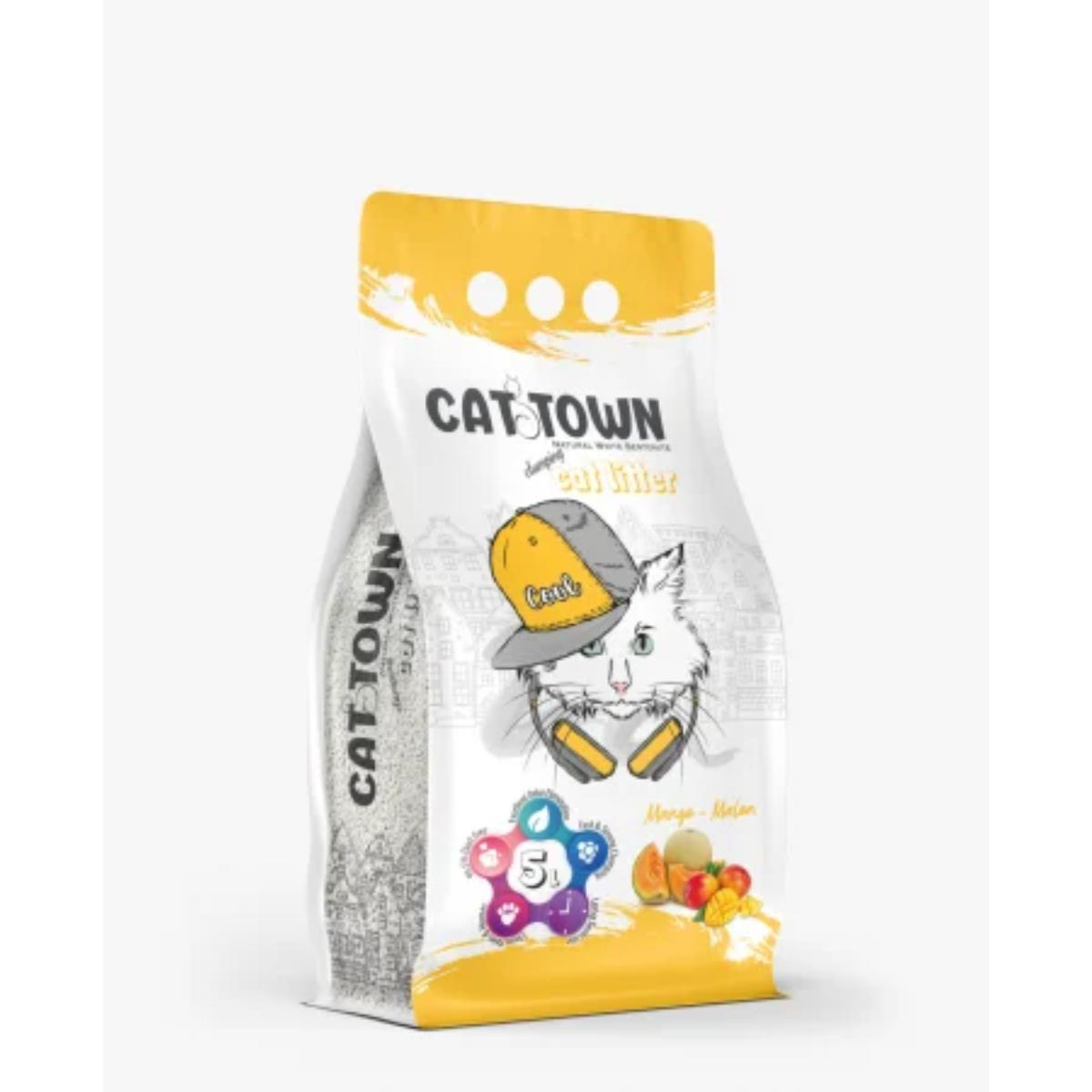 CAT TOWN, Mango, așternut igienic pisici, granule, bentonită, aglomerant, fără praf, 5l