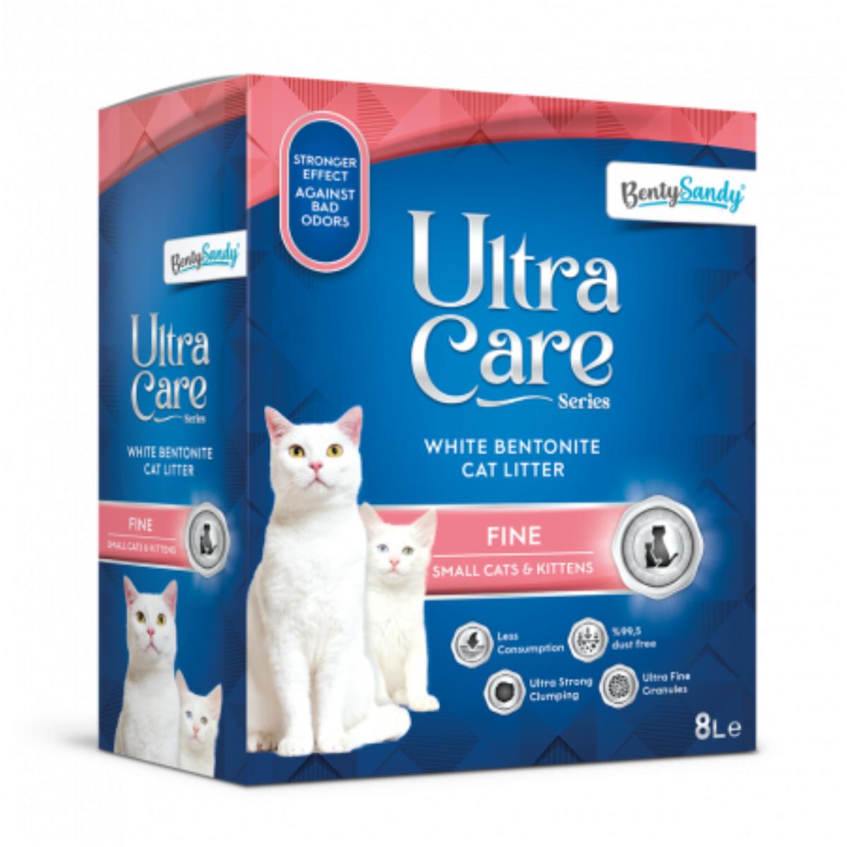 BENTY SANDY Ultra Care Fine, Floral, așternut igienic pisici, granule, bentonită, aglomerant, neutralizare mirosuri, 8l