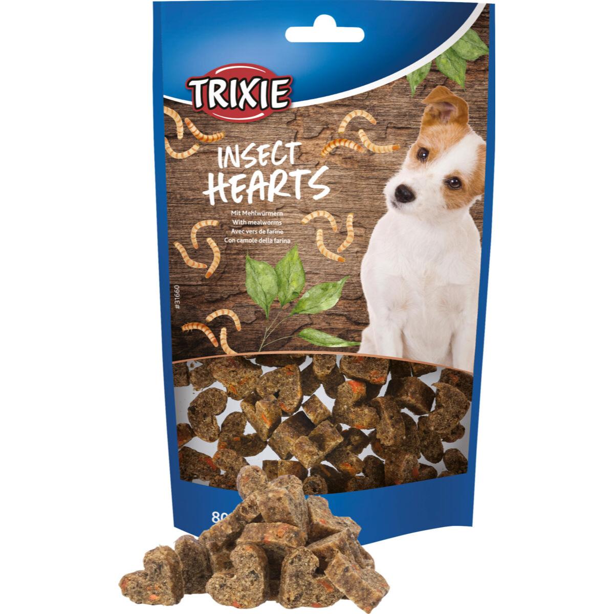 TRIXIE Hearts, XS-XL, Insecte, punguță recompense fără cereale câini, alergii, 80g