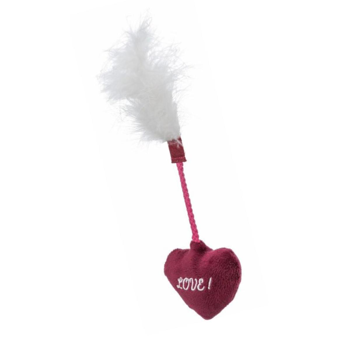 TRIXIE Valentine\'s Inima cu Pene, jucărie interactivă pisici, catnip, pluș, roșu, 20cm - 1 | YEO