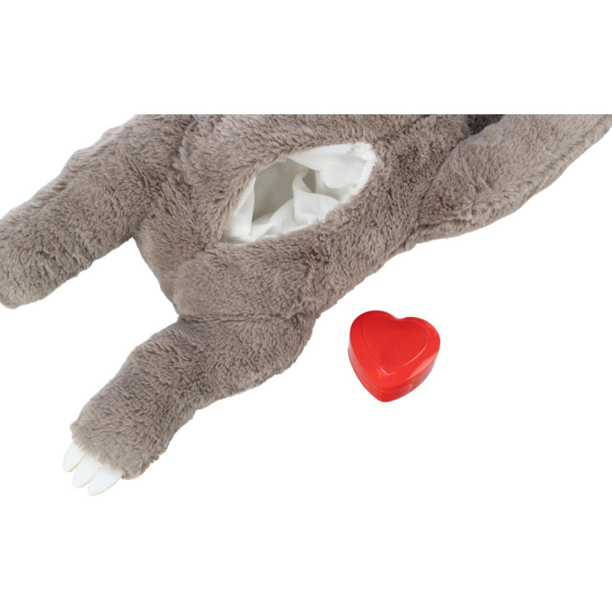 TRIXIE Leneș cu Simulator de Bătăi de Inimă, jucărie interactivă câini junior, cu sunet, pluș TRIXIE Leneș cu Simulator de Bătăi de Inimă, jucărie interactivă câini junior XS-XL, cu sunet, pluș, maro și albastru, 34cm