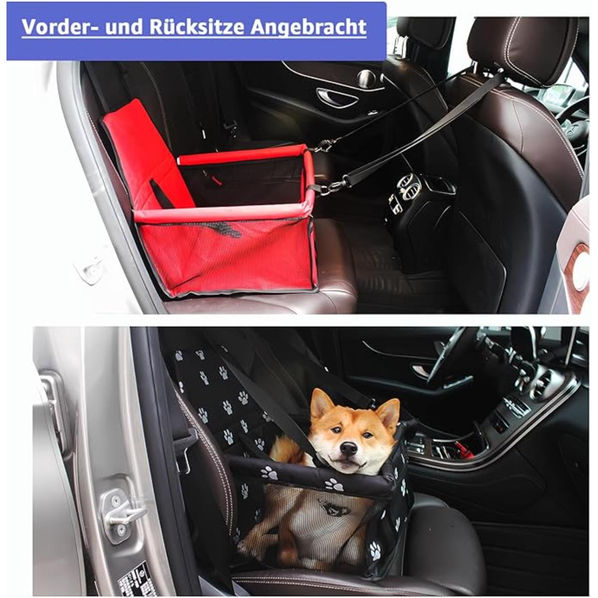 PETICULARZ Scaun Auto pentru caini, ajustabil, model cu labute, negru, 40cm