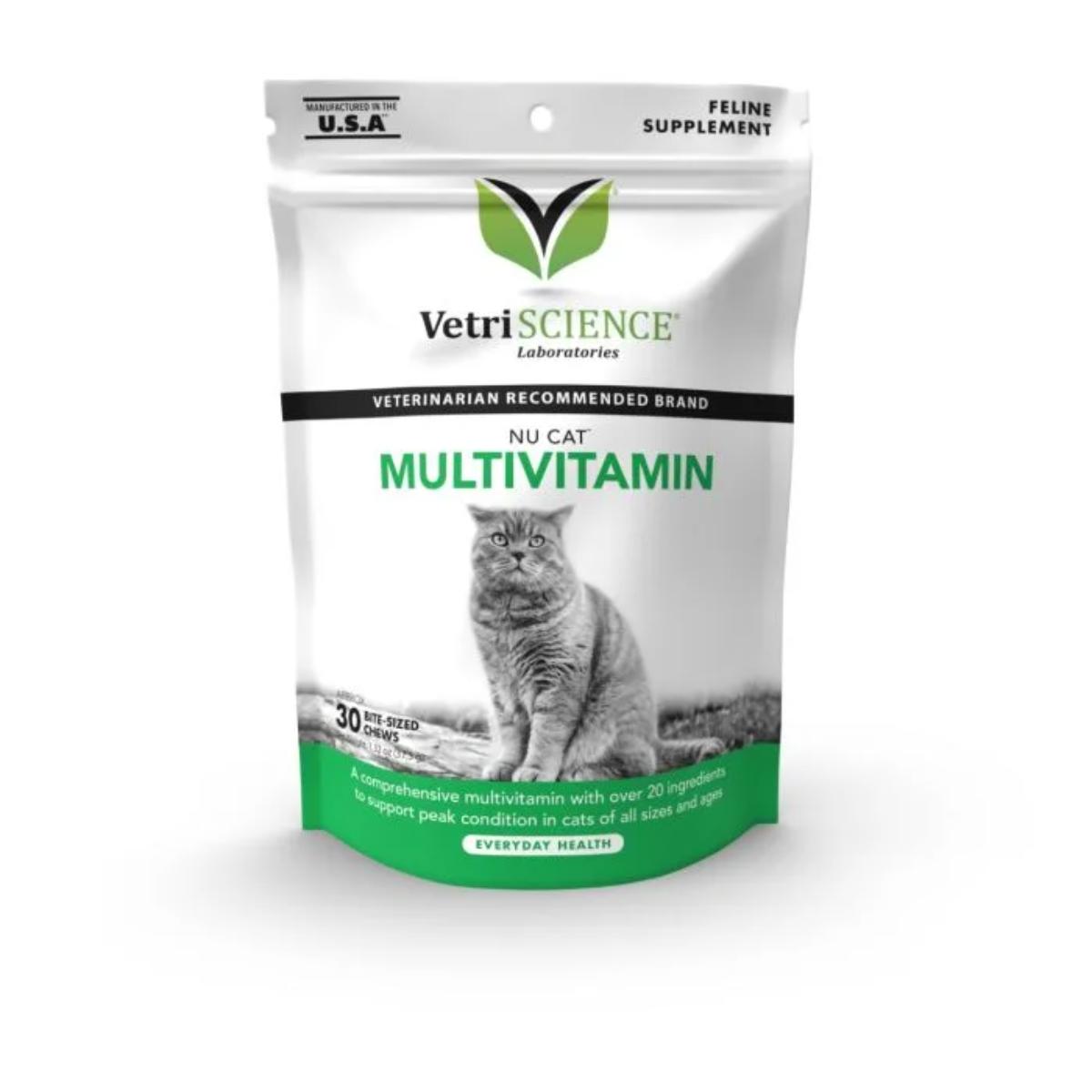 VETRI SCIENCE Nu-Cat, multivitamine pisici VETRI SCIENCE Nu-Cat, Bite-sized Chews, multivitamine pisici, 30cpr masticabile