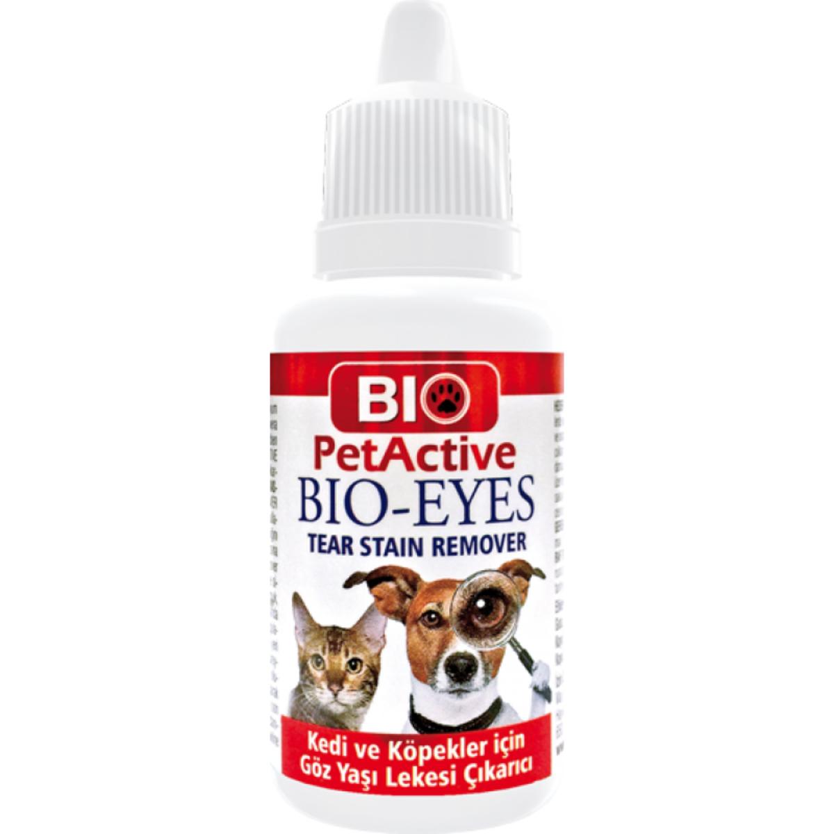 BIO PETACTIVE Eyes Tear Stain Remover, soluție igiena ochilor câini, anti-pete, blană albă, flacon, piele & blană, 50ml