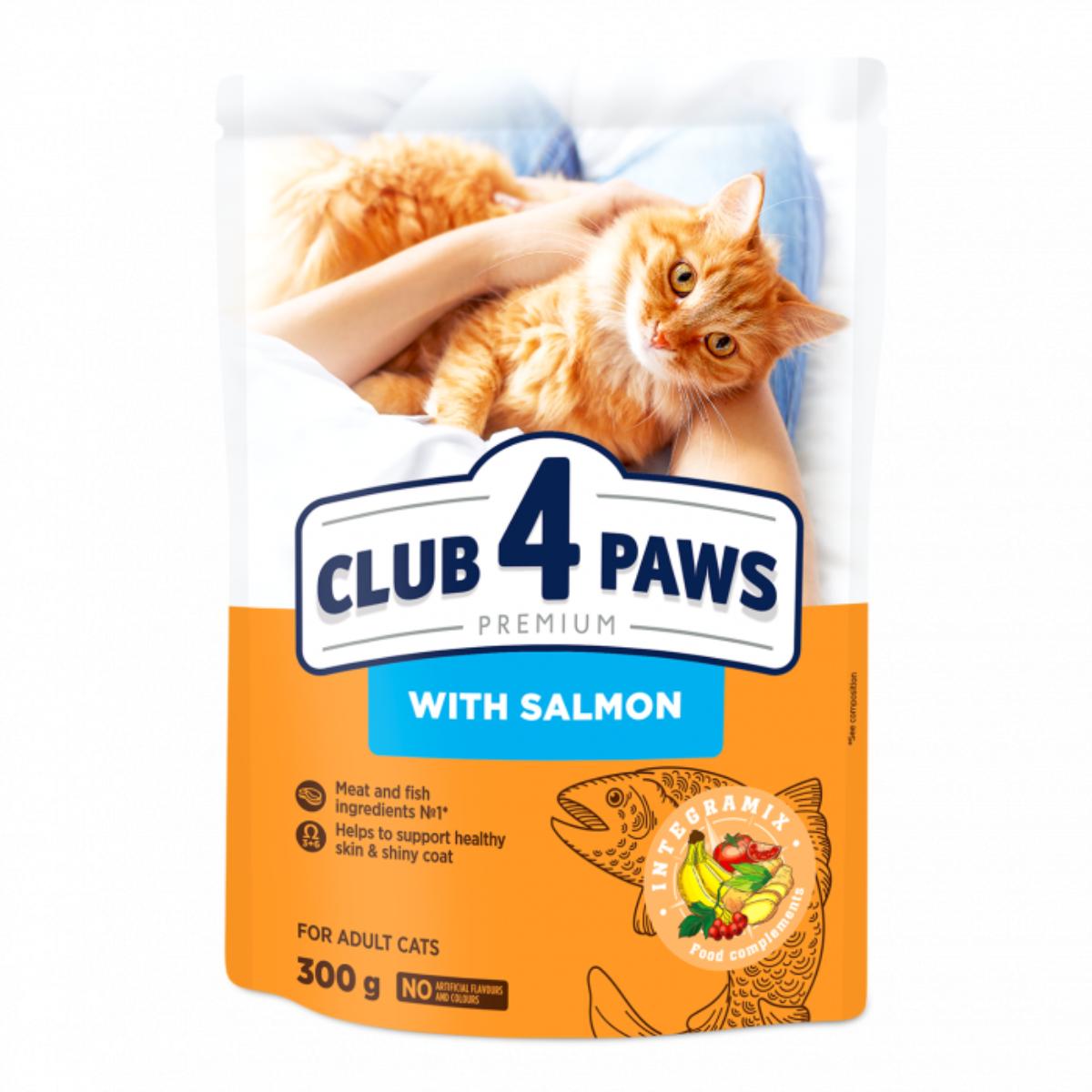 CLUB 4 PAWS Premium, Somon, hrană uscată pisici, 300g