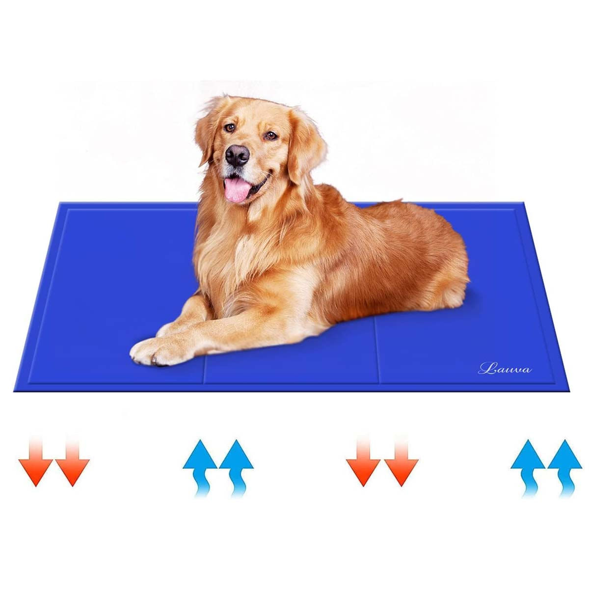 LAUVA, Saltea Răcoritoare pentru Câini, cu Gel Auto-răcire, Large, 90 x 50 cm, Albastra