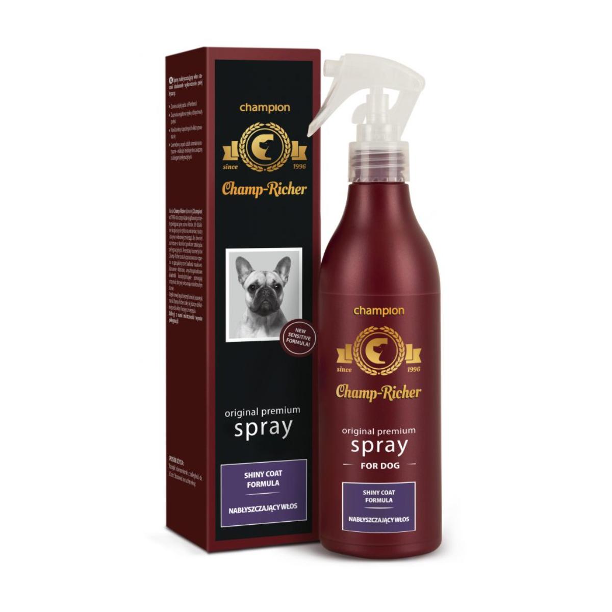 CHAMP RICHER Shiny Coat Formula, balsam spray câini, Lavanda, flacon cu aplicator, 250ml