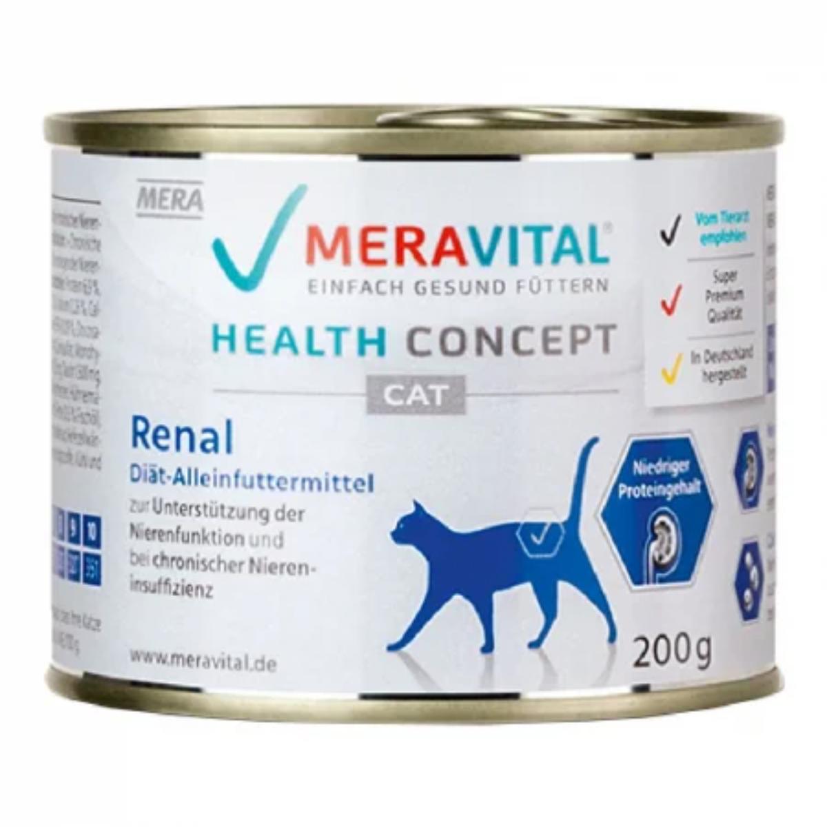 MERA Vital Renal, Pasăre, dietă veterinară, conservă hrană umedă pisici, sistem renal, (pate), 200g