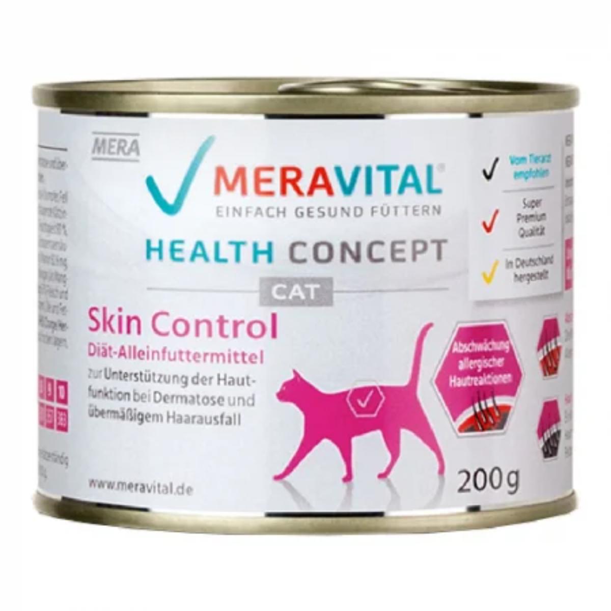 MERA Vital Skin Control, Rață, dietă veterinară, conservă hrană umedă fără cereale pisici, piele & blană, alergii, (pate), 200g