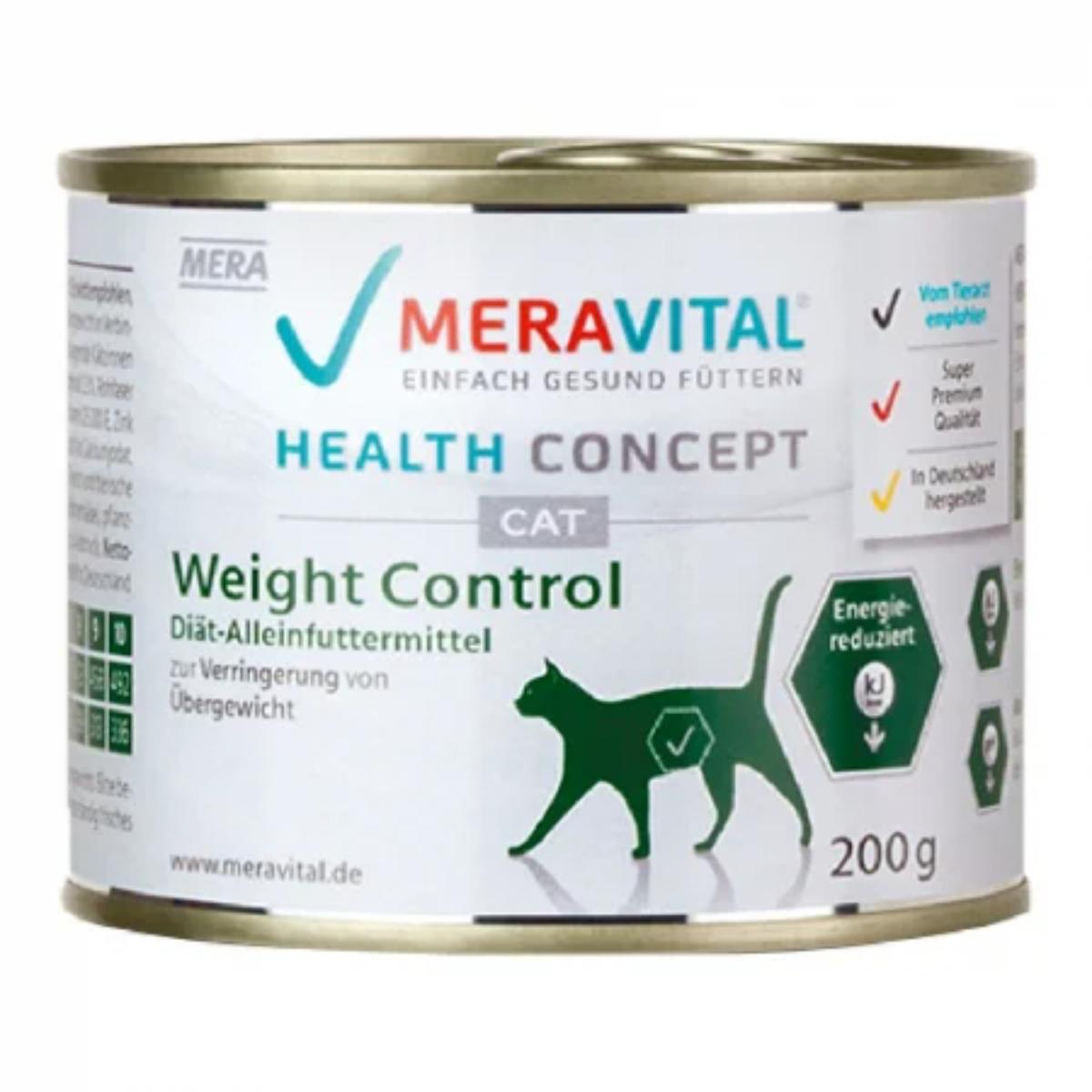 MERA Vital Weight Control, Pasăre, dietă veterinară, conservă hrană umedă fără cereale pisici, obezitate, (pate), 200g