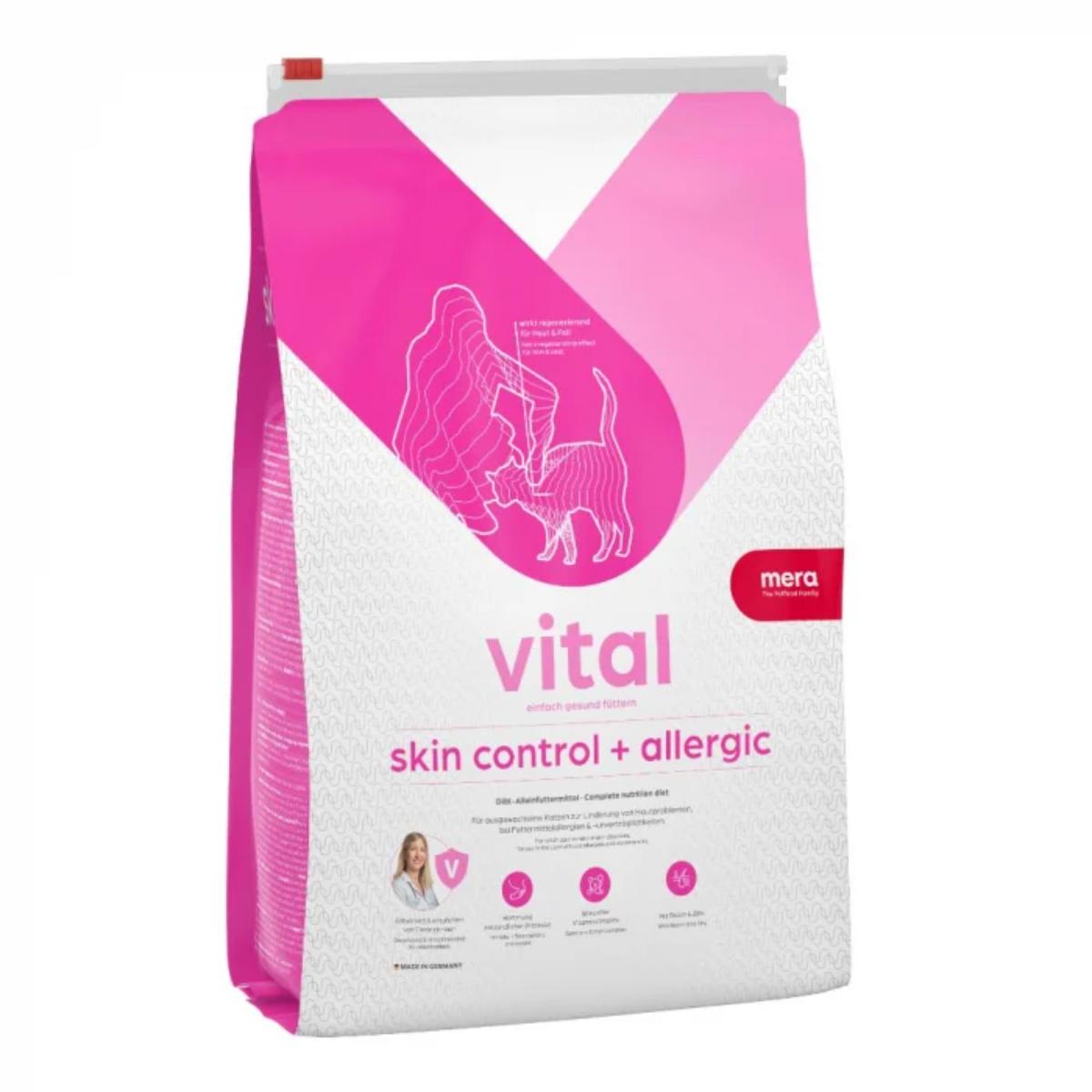 MERA Vital Skin Control, Rață, dietă veterinară, hrană uscată fără cereale pisici, piele & blană, alergii, 3kg - 1 | YEO