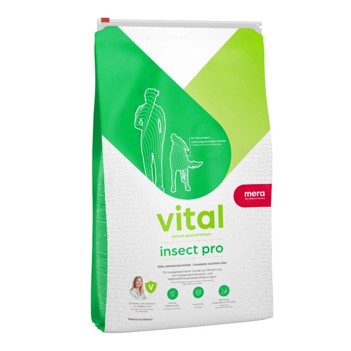 MERA Vital Insect Pro, XS-XL, Insecte, dietă veterinară, hrană uscată fără cereale câini, alergii, 10kg