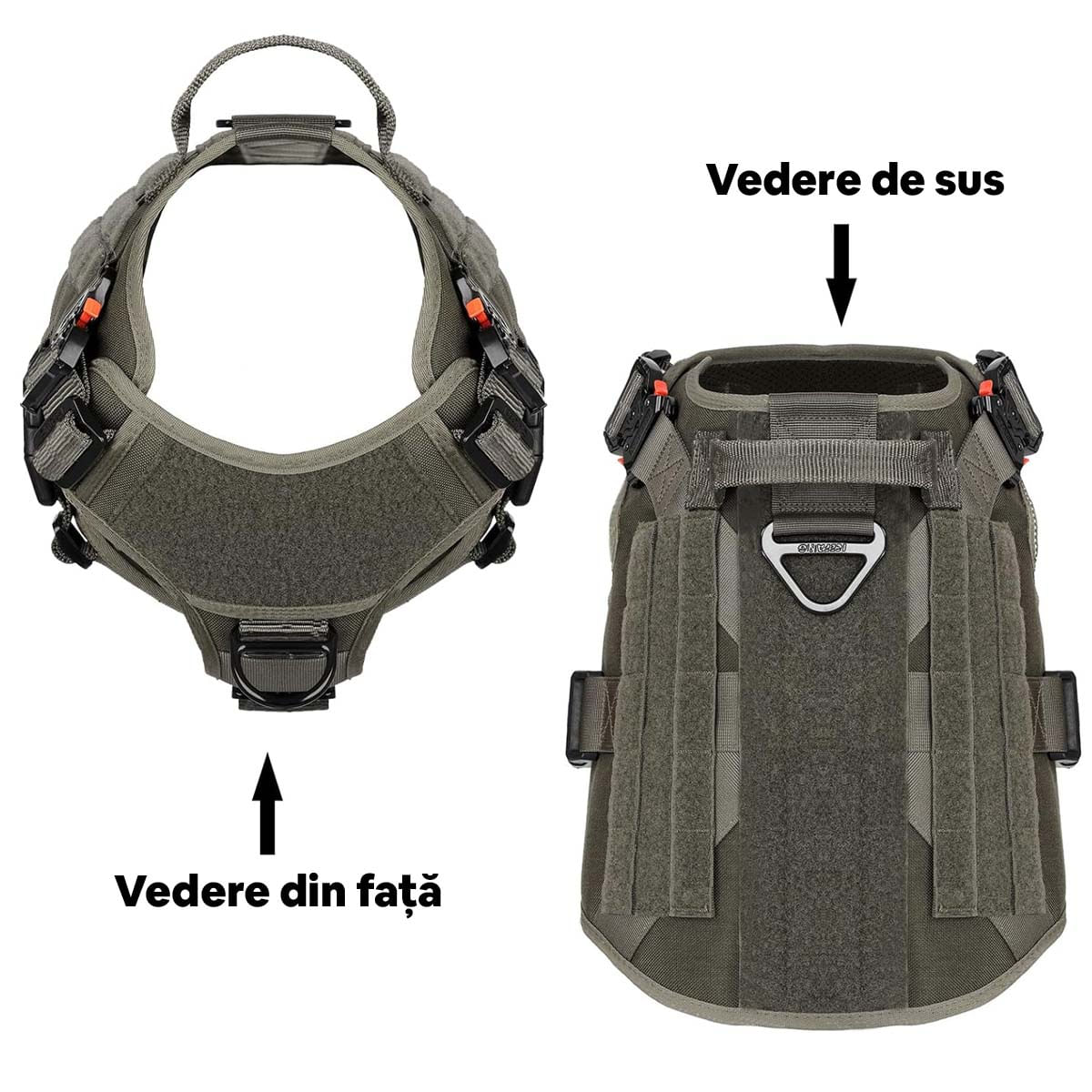 ICEFANG Ham tip Vesta Tactica cu 2 Catarame Metalice pentru Câini, L, Verde Militar - 3 | YEO