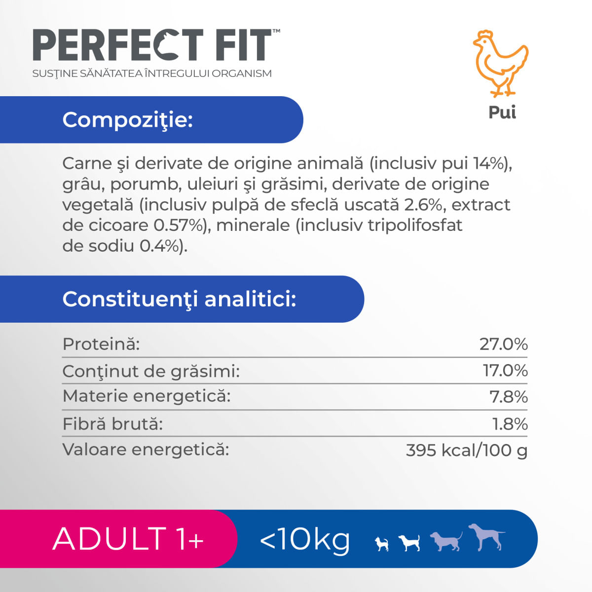 PERFECT FIT Dog Adult Small, XS-S, Pui, hrană uscată câini, 825g - 2 | YEO