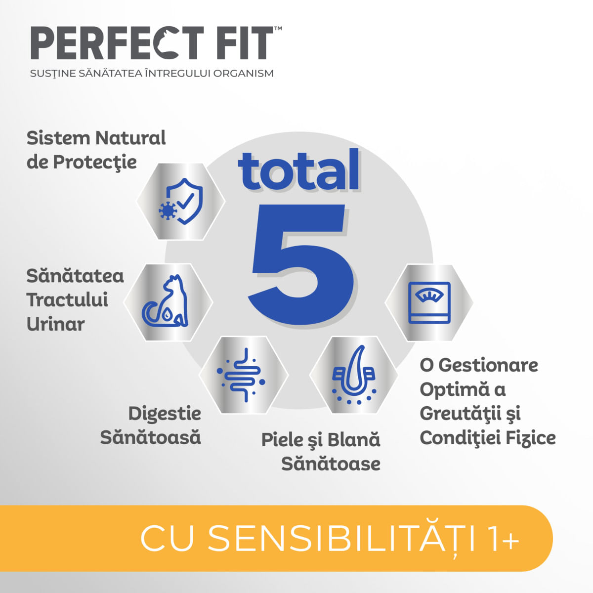 PERFECT FIT Cat Sensitive 1+, Curcan, hrană uscată pisici, sistem digestiv, 7kg