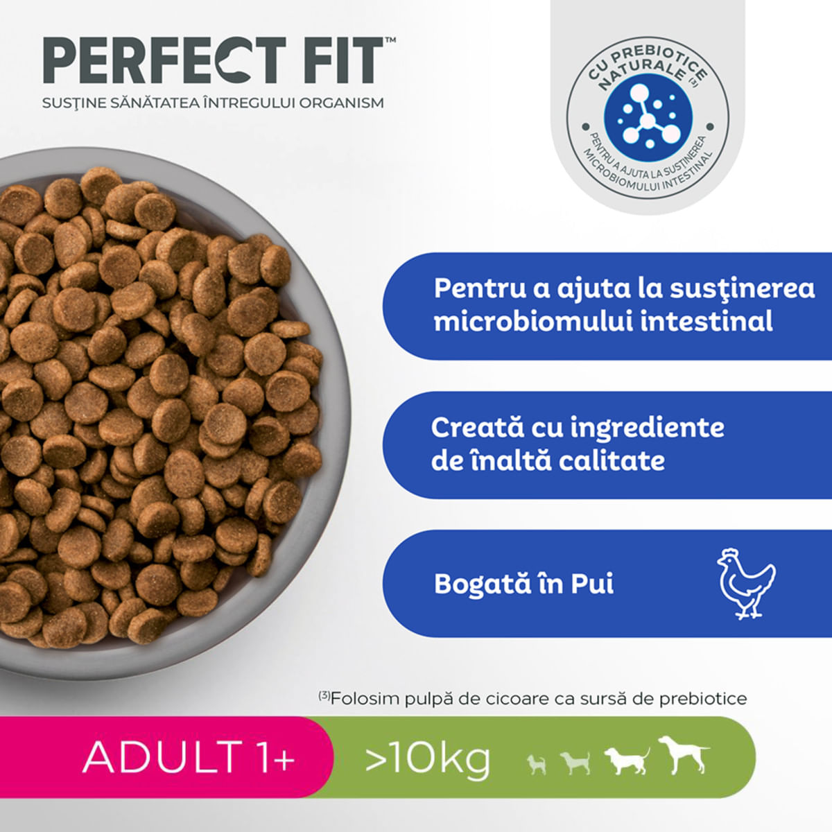 PERFECT FIT Dog Adult 1+, M, Pui, hrană uscată câini, 1.4kg