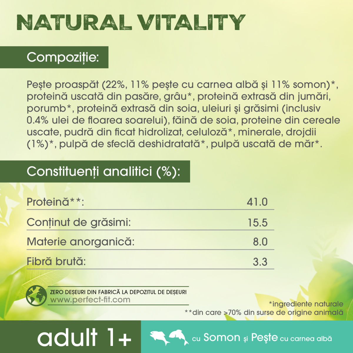 PERFECT FIT Natural Vitality, Somon și Pește alb, hrană uscată pisici, 650g - 2 | YEO