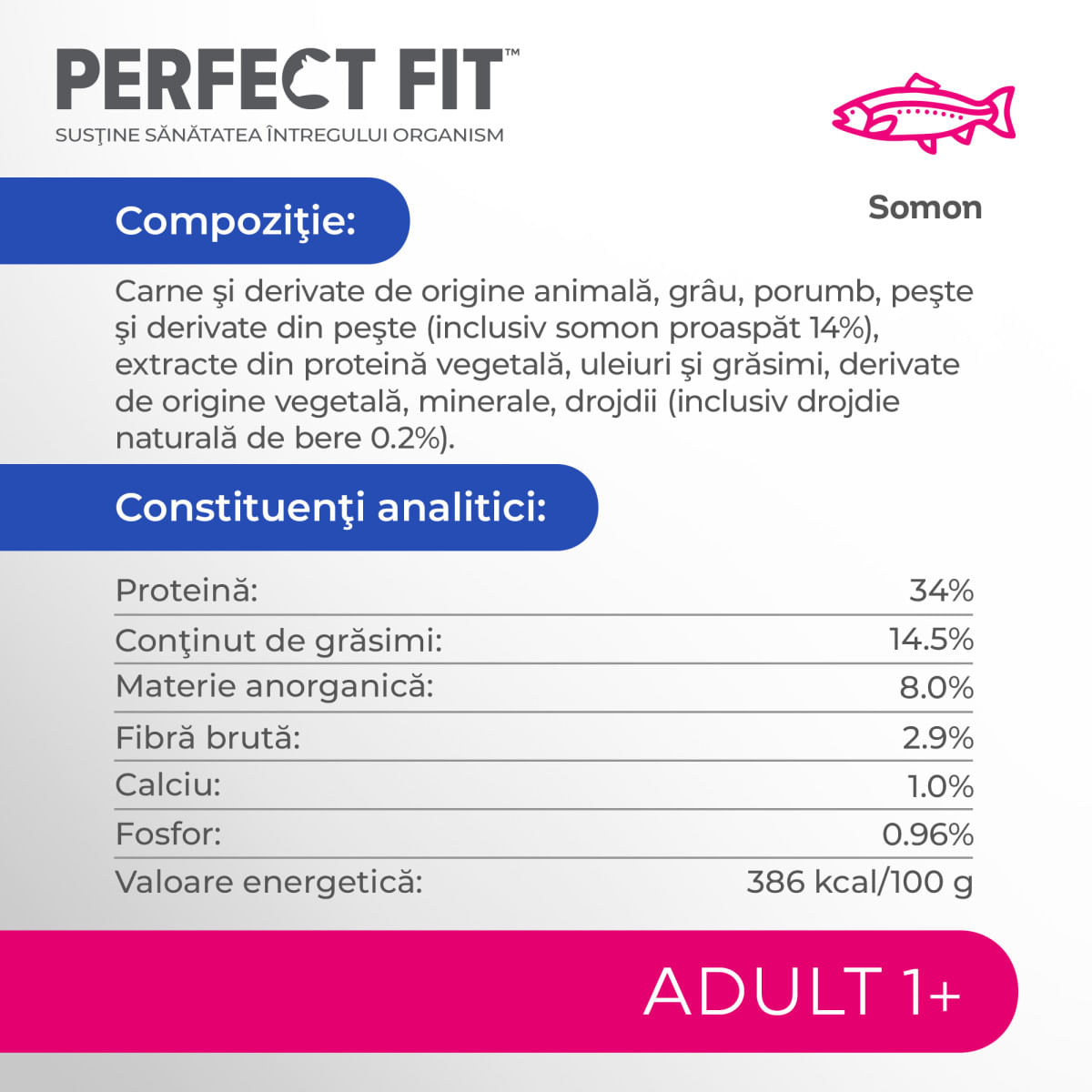 PERFECT FIT Cat Adult 1+, Somon, hrană uscată pisici, 750g - 2 | YEO