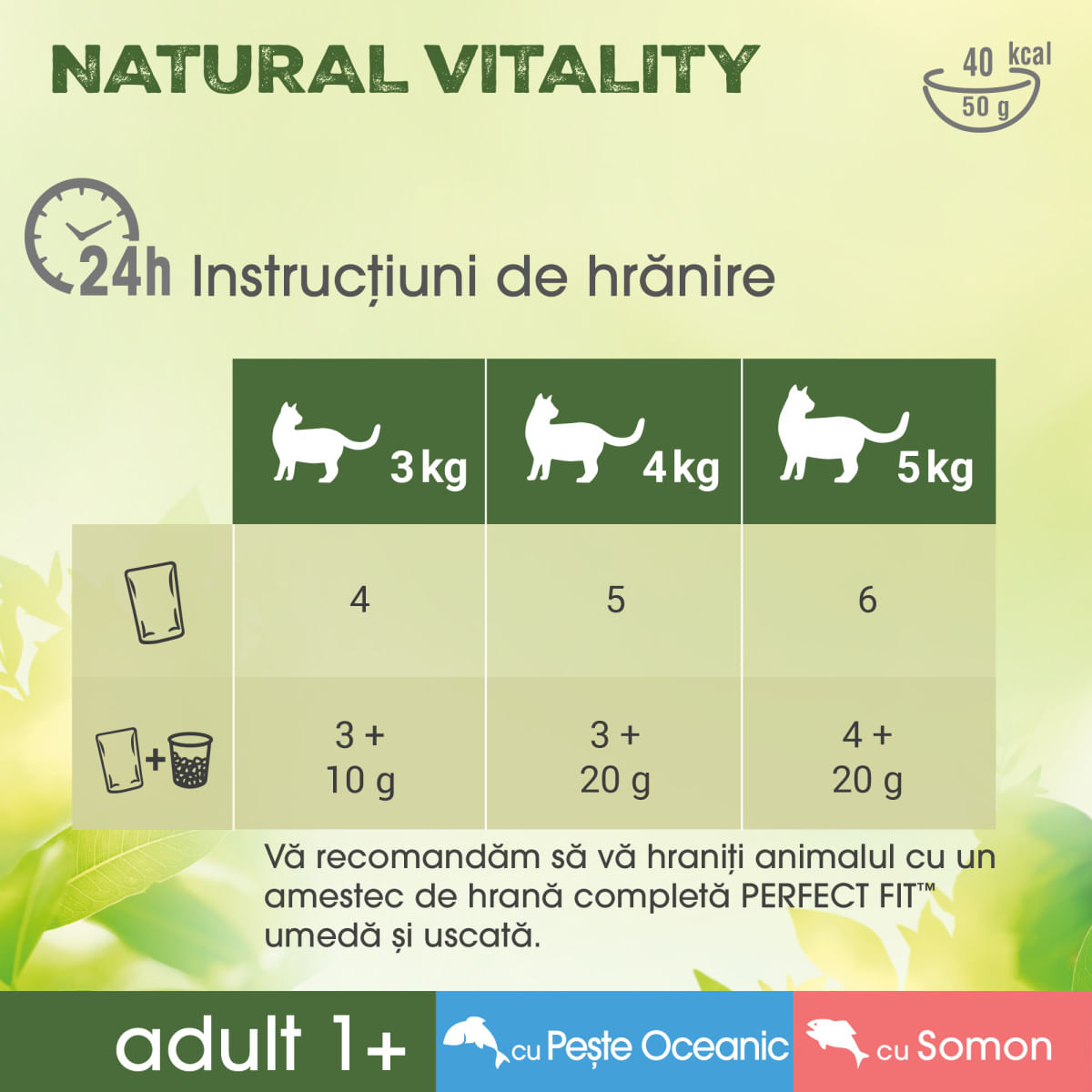 PERFECT FIT Natural Vitality, Somon și Pește, plic hrană umedă fără cereale pisici, (în sos), multipack, 50g x 6buc
