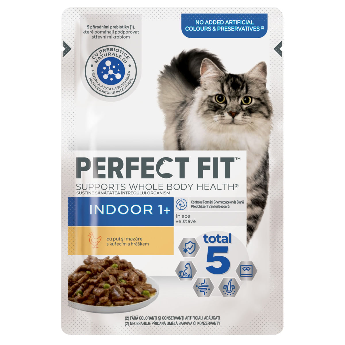 PERFECT FIT Cat Indoor 1+, Pui, plic hrană umedă pisici, (în sos), 85g