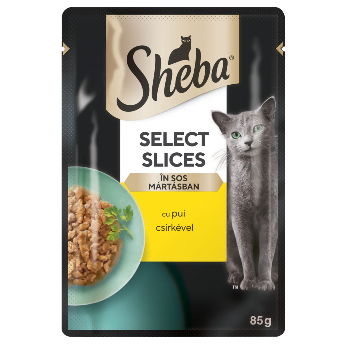 SHEBA Select Slices, Pui, plic hrană umedă pisici, (în sos), bax, 85g x 28buc