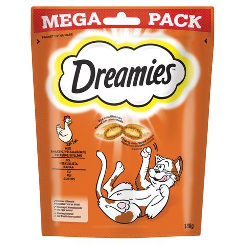 DREAMIES, Pui, punguță recompense pisici, 180g