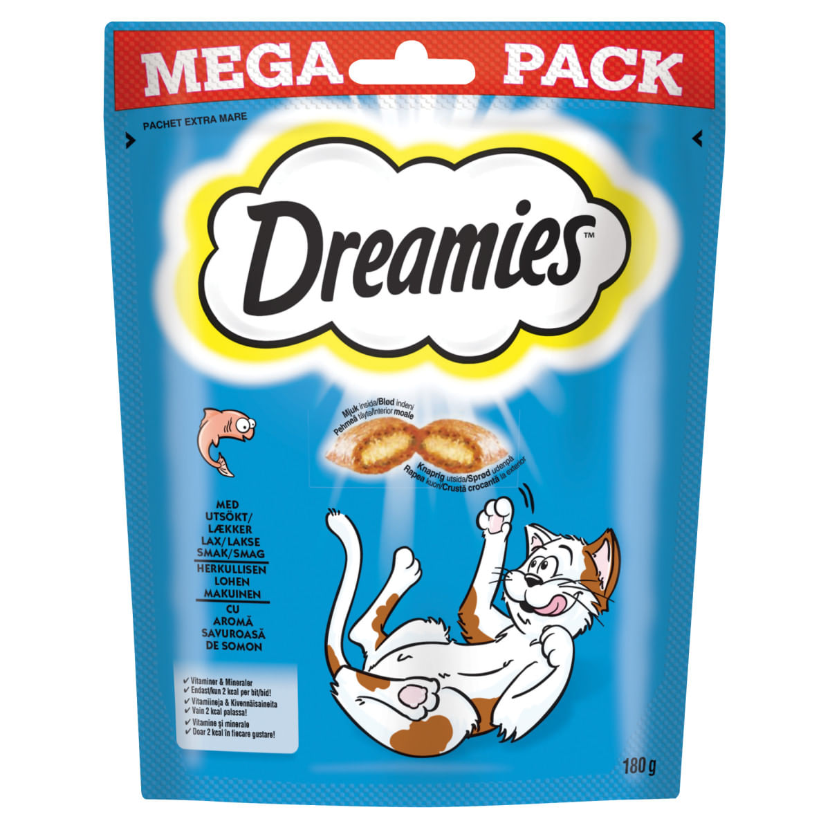 DREAMIES, Somon, punguță recompense pisici, 180g