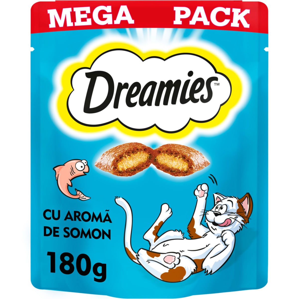 DREAMIES, Somon, punguță recompense pisici, 180g - 2 | YEO