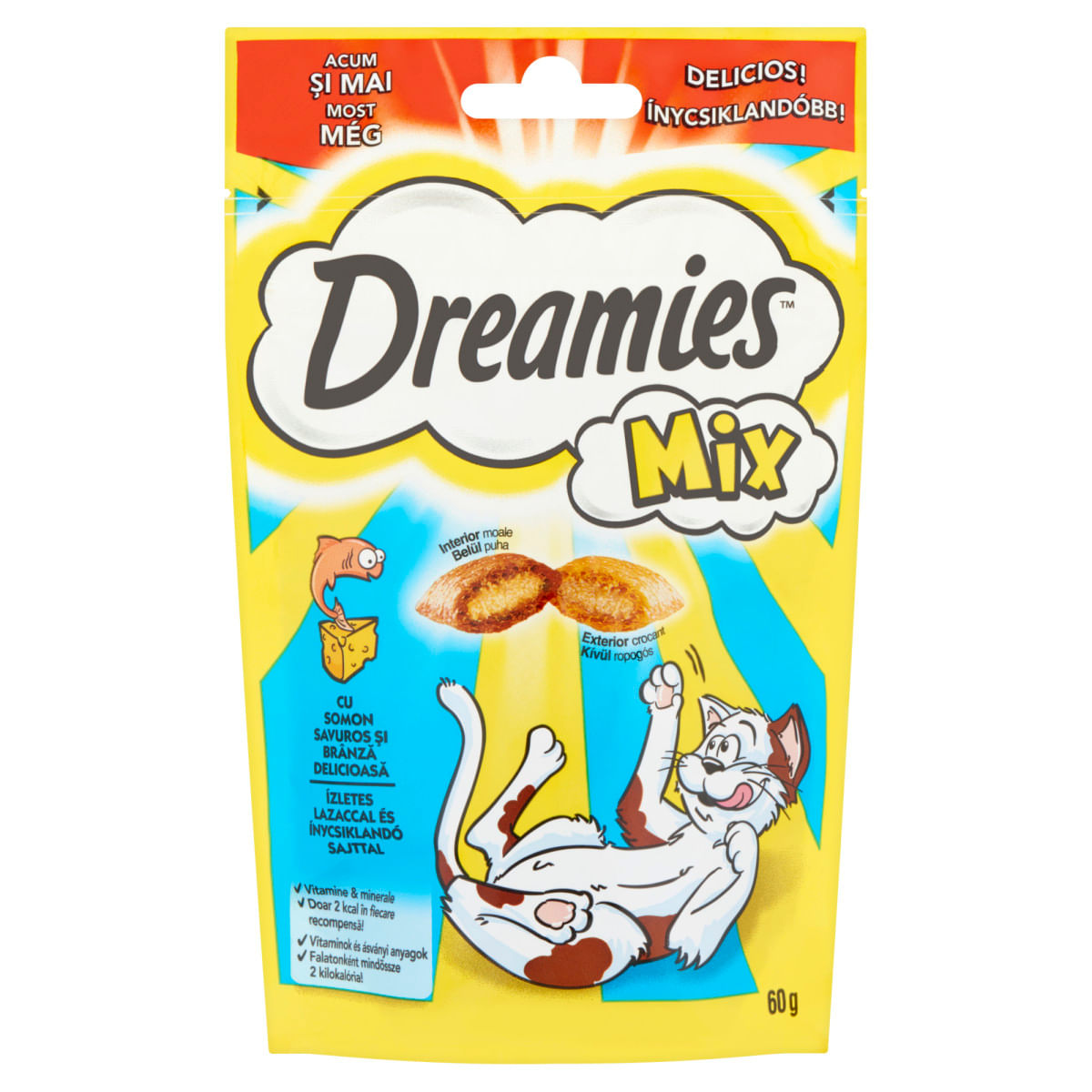 DREAMIES, Somon și Brânză, punguță recompense pisici, 60g