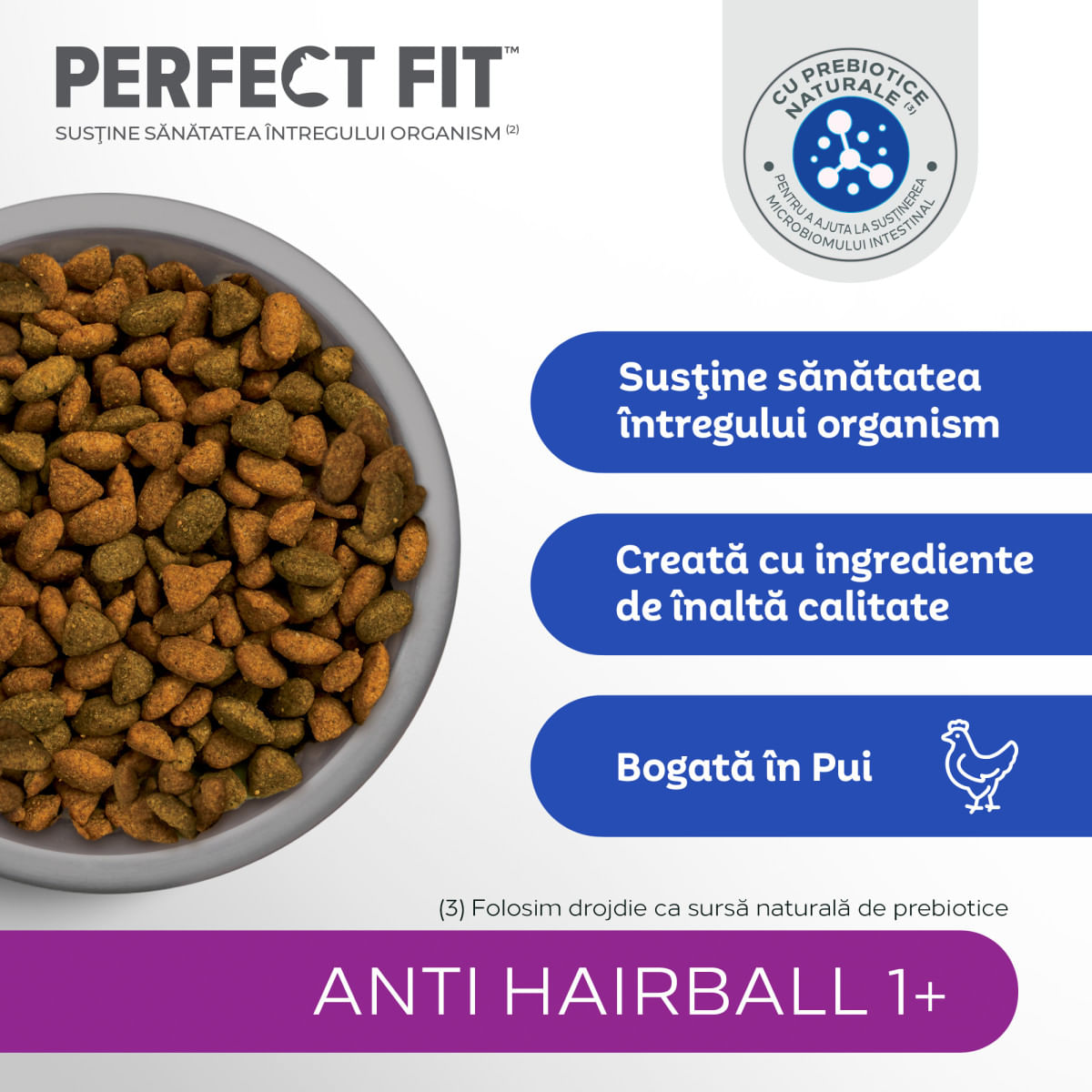 PERFECT FIT Anti Hariball 1+, Pui, hrană uscată pisici, limitarea ghemurilor de blană, 1.4kg