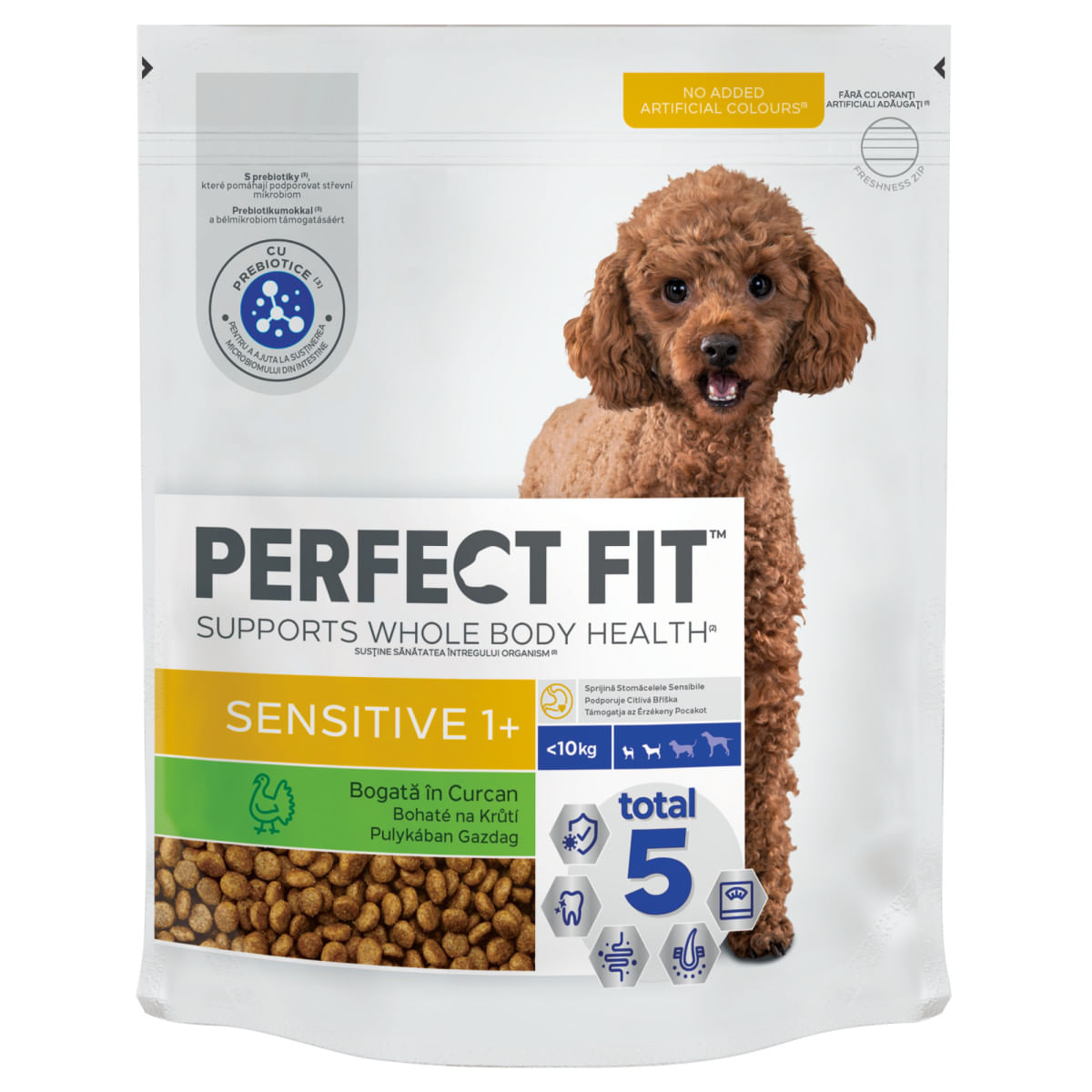 PERFECT FIT Sensitive 1+, XS-S, Curcan, hrană uscată câini, sistem digestiv, 1.4kg