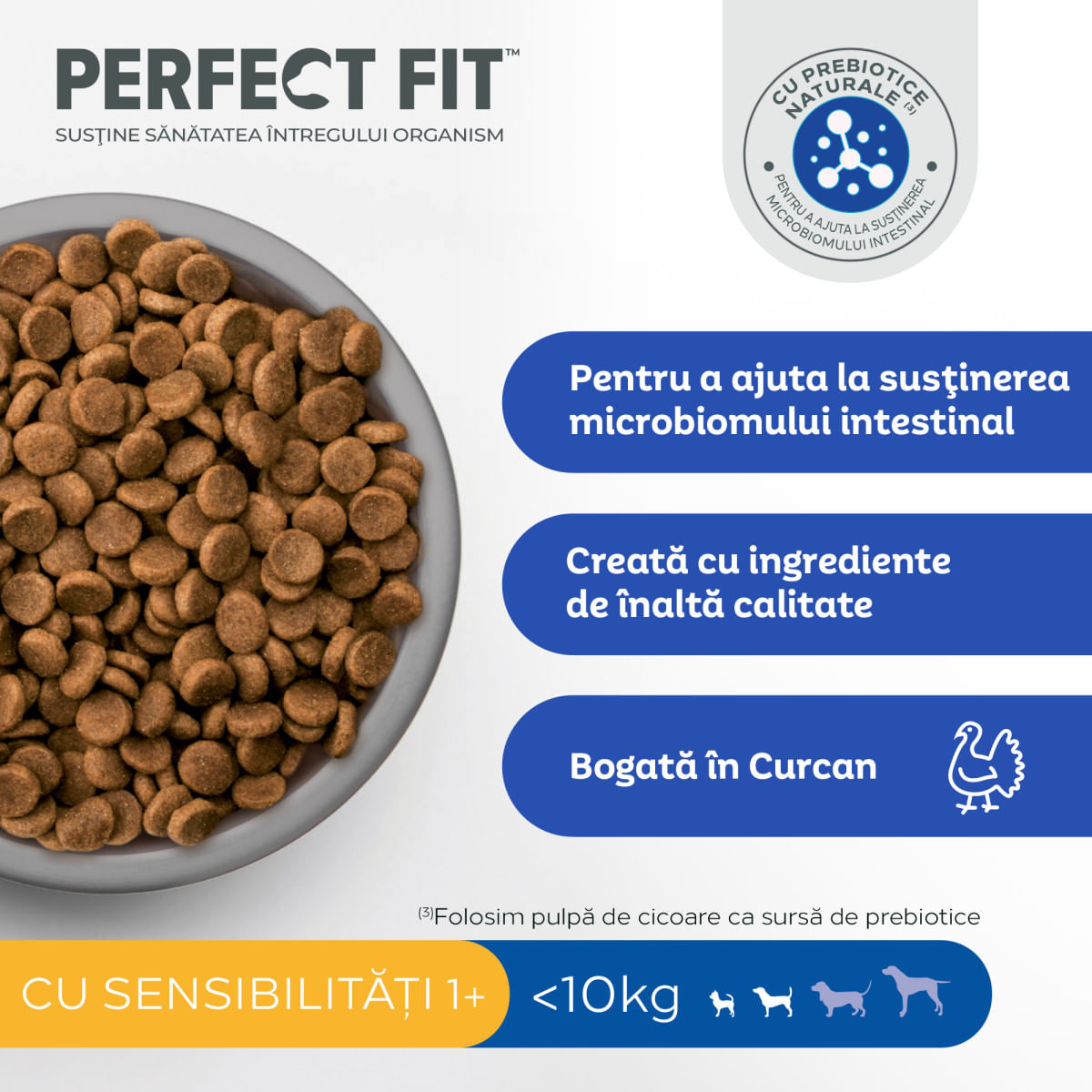 PERFECT FIT Sensitive 1+, XS-S, Curcan, hrană uscată câini, sistem digestiv, 1.4kg