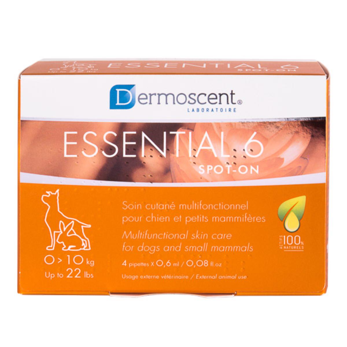 DERMOSCENT Essential 6, tratament adjuvant pipete câini, piele sensibilă, cutie DERMOSCENT Essential 6, XS-S(<10kg), tratament adjuvant pipete câini, piele sensibilă, cutie, 4buc