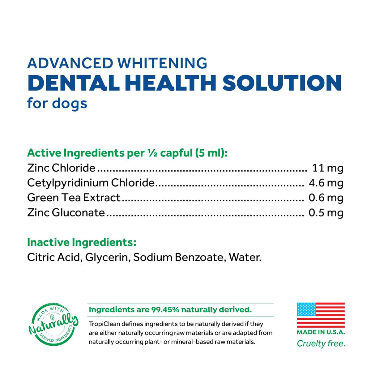 Aditiv Apa Advanced Whitening TropiClean Oral Care, 473 ml