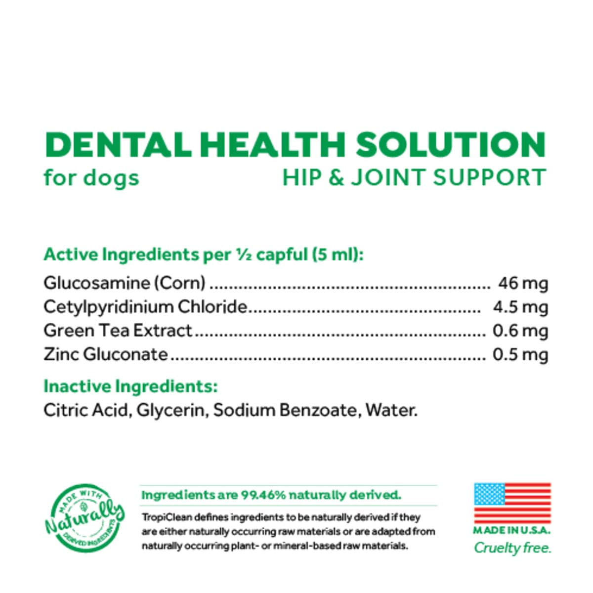 Aditiv Apa TropiClean Oral Care Plus Hip &amp; Joint, 473 ml