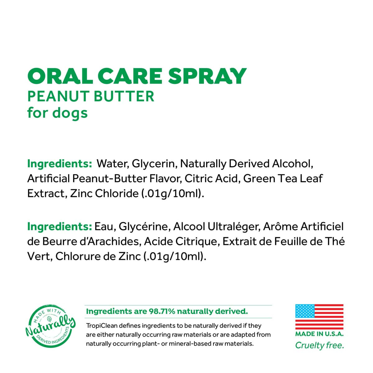 Spray de Gura Peanut Butter TropiClean Oral Care, 118 ml