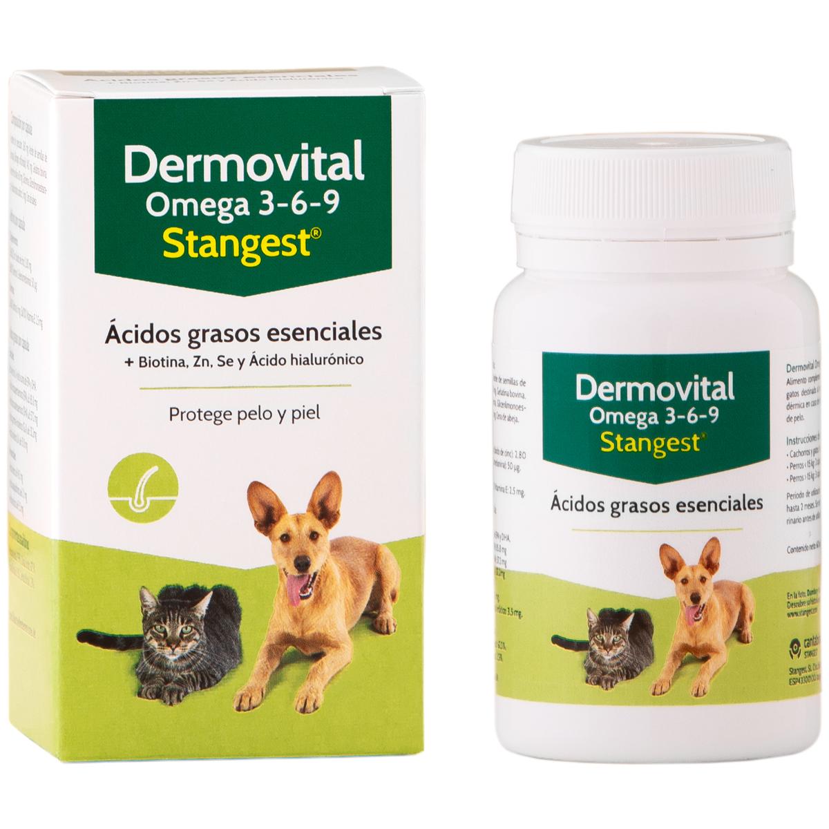 STANGEST Dermovital Omega 3-6-9, supliment piele & blană câini, comprimate STANGEST Dermovital Omega 3-6-9, XS-XL, supliment piele & blană câini și pisici, flacon, 60 comprimate - 1 | YEO